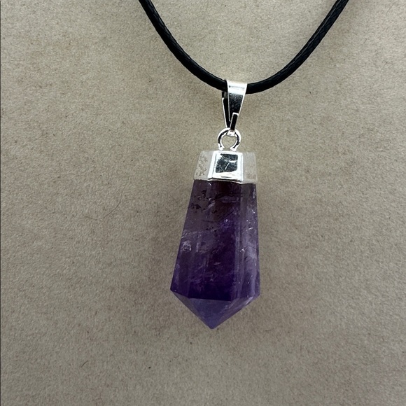 None Jewelry - Amethyst Point Pendant on Rope